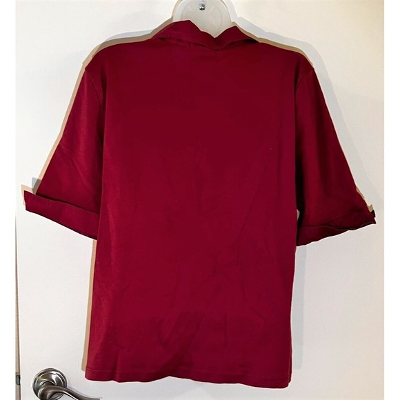 Sonoma Lifestyle Womens XL Red Top V-Neck Collar Cuffed Short Sleeve - Picture 4 of 6